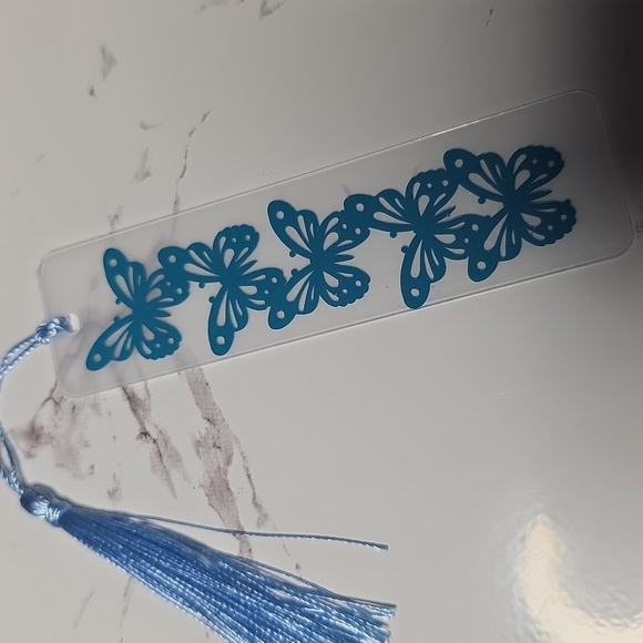 Teal Butterfly Bookmark with Tassel - Picture 2 of 3
